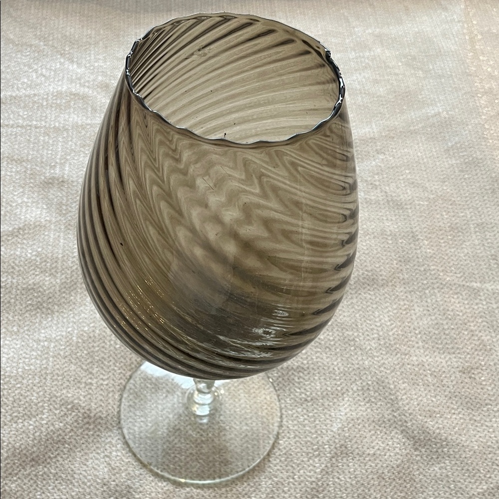 Elegant Swirled Glass Vase -Brown 11 inch pedestal base